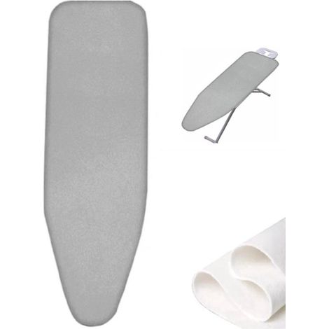 Copriasse da stiro universale 130 x 48 cm, per ferri da stiro a vapore, adatto per assi da stiro 120 x 38 cm, grigio argento, 1 pezzo (1/5)
