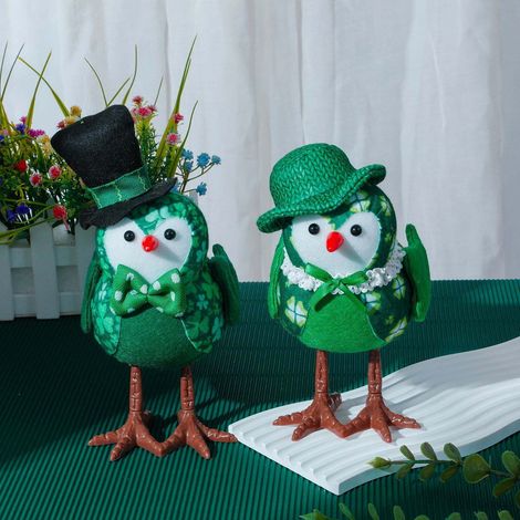 Oiseaux Luminaires - Décoration De Table Pour Saint-Patrick - Oiseaux En Couple Avec Led - Ornement De Printemps - Lot De 2 (1/5)