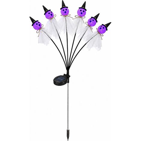 Lampe solaire Halloween fantôme à chapeau, lumière verte, 8 lampes à piquer 8 réf 0916 11 × 10 × 42,5 cm 350 g – Livraison gratuite