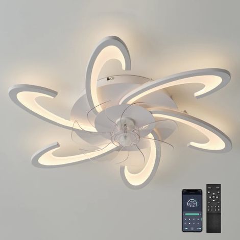 Ventilateurs de plafond avec lumières, ventilateur de plafond sans pales à encastrer à intensité variable avec application et télécommande, 82 cm (1/5)