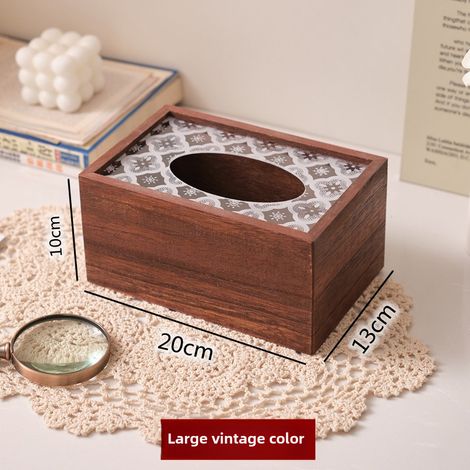 Porta fazzoletti vintage in legno massello, stile cinese (grande)