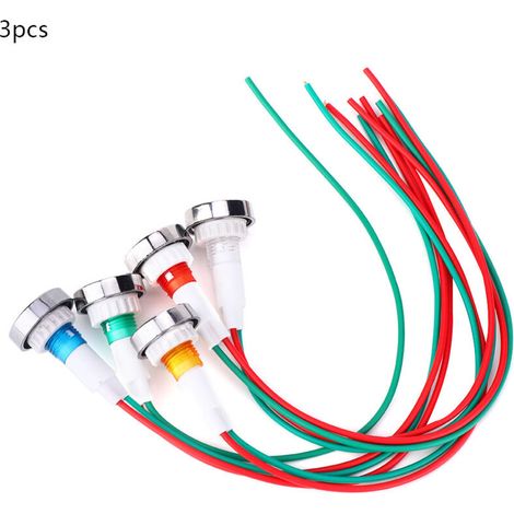 12-V-Gleichstrom-LED-Anzeigeleuchte, 10 mm mit Kabel – 15er-Packung