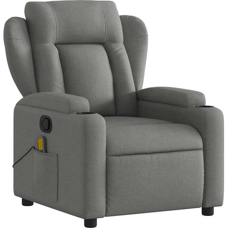 Poltrona relax TV con funzione massaggio reclinabile in tessuto grigio scuro DEC026943