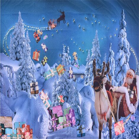 Weihnachtlicher Wandbehang aus Polyesterfaser, 150x150 cm Fotodekoration, multifunktionaler Nikolaus-Wandteppich (1/5)