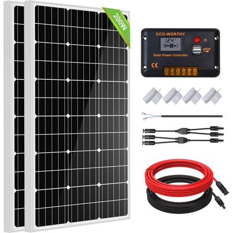 ECO-WORTHY Solarpanel Solarmodul Kit 12 Volt 200 Watt Solarmodul für Wohnwagen Boot nach Hause (1/5)