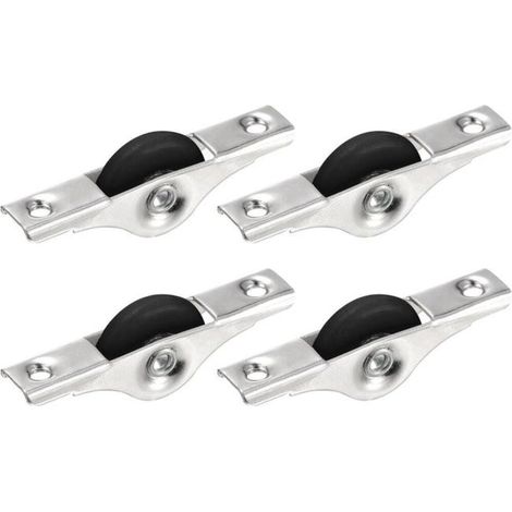 Rodillos de nailon de 30 mm para puertas correderas de muebles, mamparas, armarios y alacenas, con tornillos, paquete de 4, color negro y plateado. (1/5)