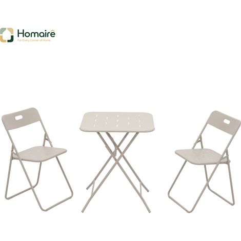 HOMAIRE Ensemble de bistro extérieur pliable beige 3 pièces : 2 chaises et 1 table résistantes aux intempéries (1/5)