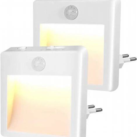 Veilleuse Prise Electriqu-Veilleuse Enfant avec Détecteur de Mouvement,Veilleuse LED(Blanc Chaud,Froid-Réglable)-Lot de 2 (1/5)