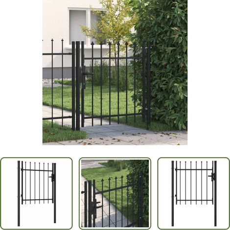 vidaXL Stahl - Zauntor Boxtel Einzeltür mit Dorn Stahl 1 x 1 m Schwarz (1/5)
