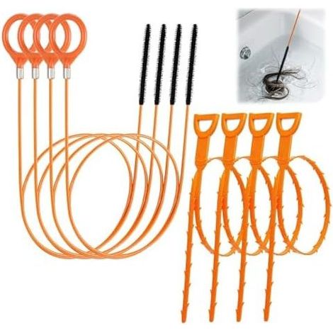Abflussreinigungsbürste, Waschbeckenreinigungshaken, flexibles WC- und Waschbeckenreinigungswerkzeug, flexible Stäbe mit Mikrohaken für Waschbecken, Duschen, Badewannen und Siphons, 8-teiliges Waschbe (1/5)