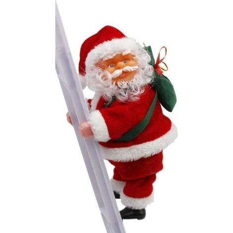 Le père Noël électrique sur l'échelle grimpe le père Noël sur la corde à l'intérieur et à l'extérieur, le père Noël électrique grimpe le père Noël parfait blanc (1/2)
