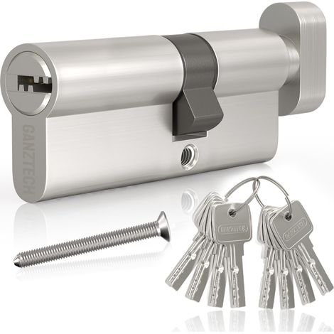 40T/60(100mm) Serrure de barillet de porte en nickel, clé à clé avec 8 clés à fossettes horizontales, serrure à cylindre euro en Alliage d'aluminium, Applicable à composites et UPVC (1/5)
