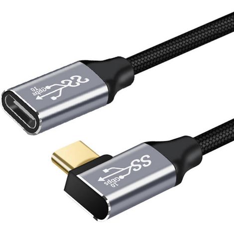 Câble d'extension USB C à angle droit, 1,5 m, mâle vers femelle, compatible USB 3.1 (1/4)