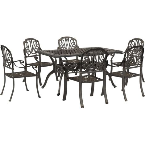 Maison Exclusive - 7-tlg. Garten-Essgruppe Bronzen Aluminiumguss