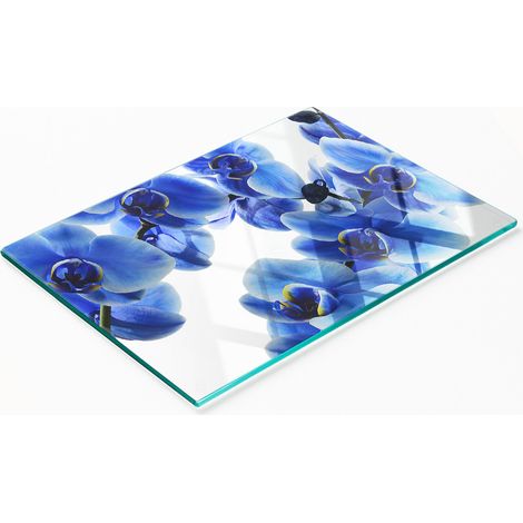 Tabla de cortar y servir decorativa de cristal Orquídea Azul 80x52 cm (1/5)