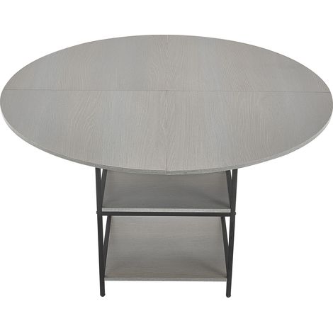 Mophorn Tavolo da Pranzo Rotondo da 1200 mm Tavolo in Legno, Carico 136,1 kg Mobili Circolari Moderni, con Ripiano Portaoggetti e Gambe in Metallo, per Cucina di Casa Soggiorno, Grigio, Solo Tavolo (1/5)