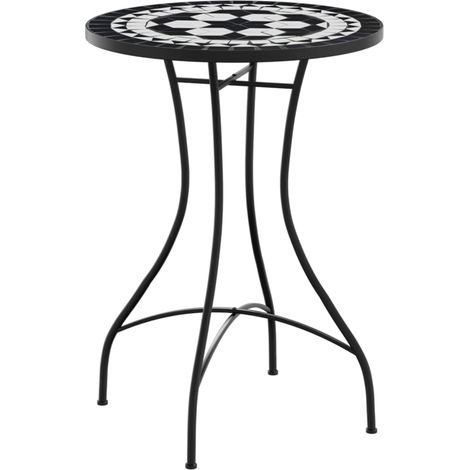 Table de jardin,Table de bistro mosaïque noir et blanc Ø50x70 cm céramique CFW67467 (1/5)