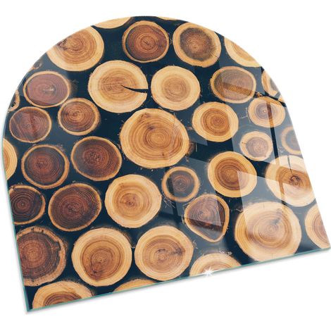Plaque Carrée en verre trempé avec impression décorative Protection de sol sous cheminée Boîte en bois découpé 100x100 cm (1/5)