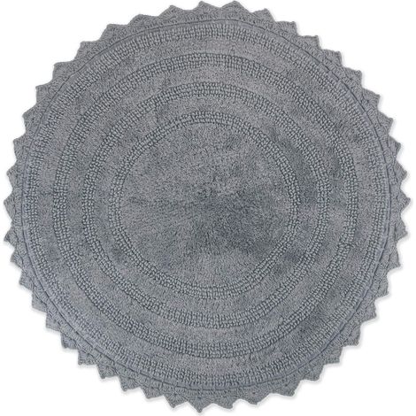 Crochet Collection Tapis de Bain réversible, Rond,30cm de diamètre, Gris (1/5)