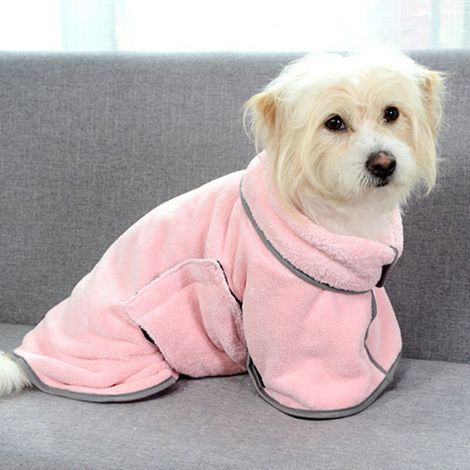 (M/50CM, Rose) Manteau de séchage pour chien, peignoir pour chiens de petite et moyenne taille, robe (1/4)