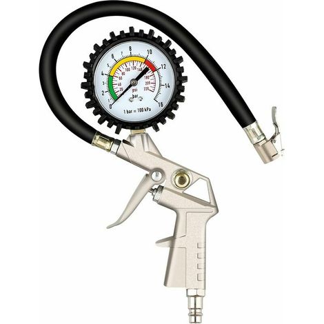 Green Mobility-Gonfleur de pneu avec manomètre 220 PSI, manomètre de pression de pneu, manomètre pneumatique, voiture et moto haute performance et vélos avec valve Presta et Schrader (1/5)