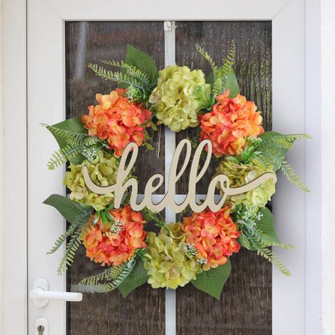 Guirlande Artificielle - Couronne Hydrangea - Décoration Porte Fenêtre Intérieur - 46 cm - 1 Pièce (1/4)