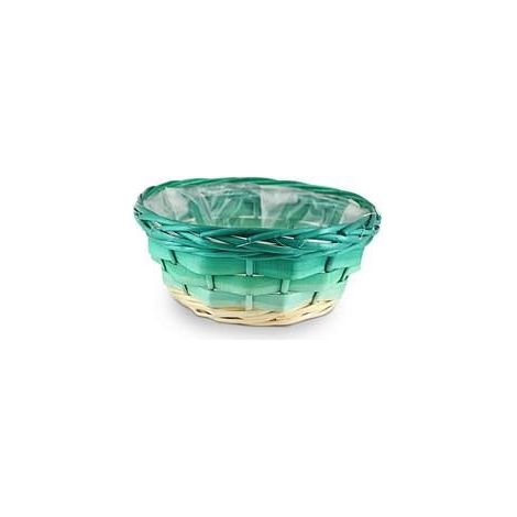 Cache-pot en bois tressé dégradé vert, diam. 26 x H. 11 cm (lot de 10)