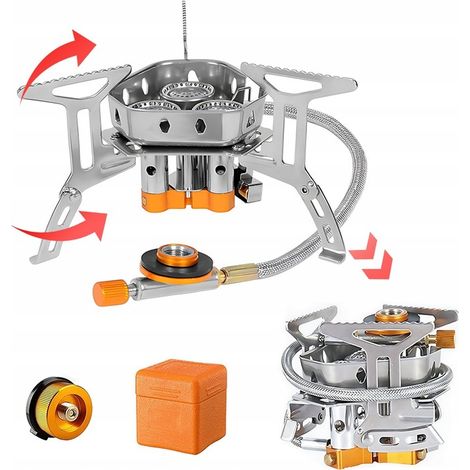 Eccellente fornello da campeggio a gas MINI con cartucce e adattatore da 5800W