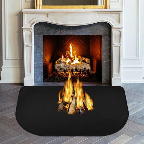 Tapis Ignifuge Semi-Ronde 106 61CM, Tapis De Protection Anti Feu, Tapis Ignifuge Cheminée, pour barbecues, patios, Tapis de Protection des poêles (1/5)