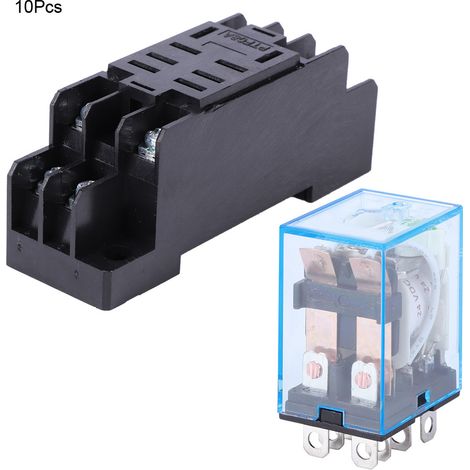 Satz mit 10 8-poligen Relaisfassungen mit Spule, hochwertige elektronische Komponente LY2NJ DC 24V (1/5)