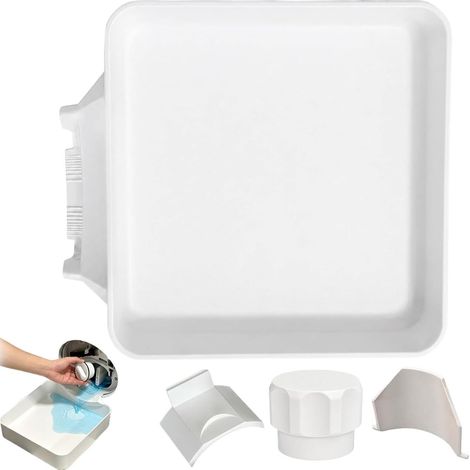 Ablaufwanne für Waschmaschine – 4-teilig – Tropfschale für Waschmaschine – 3D-gedruckte, wasserdichte Wanne – Tropfschale für Waschmaschine – Wasserauffangwanne – Abfluss – 18 cm