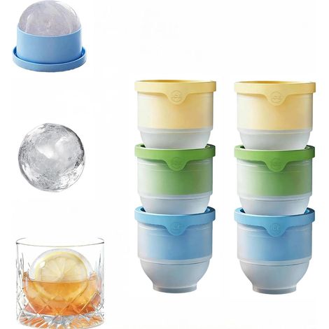 6 Pièces Moule à Glaçons, Silicone Alimentaire, Sphère 6CM, Sans BPA, Pour Whisky Cocktail