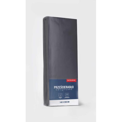 Drap-housse en satin 140x200 en microfibre graphite (1/4)