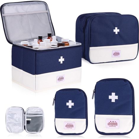 Erste Hilfe Tasche 4er Set, Reiseapotheke leer, Oxford-Gewebe, Organisationstaschen