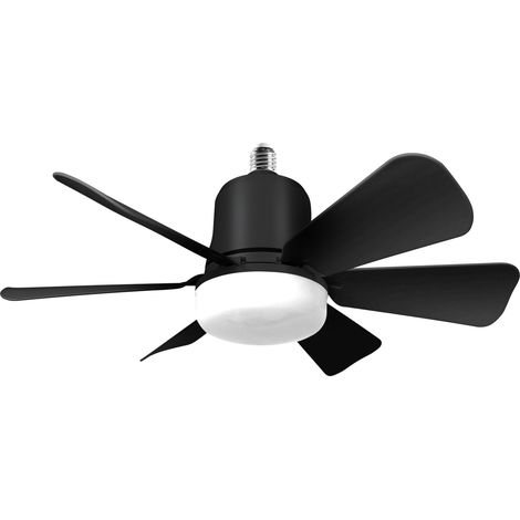 Ventilateur plafond avec lumiere, 30W Lampe Ventilateur Plafond avec Douille E27, Dimmable LED pour Chambre, Salon, 3 Vitesses, 6 Pales (noir) (1/2)
