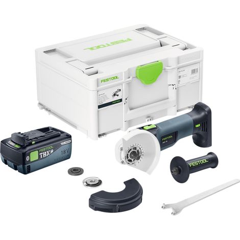 Smerigliatrice angolare a batteria Festool AGC 18-125 Basic 18 V 125 mm brushless + 1x batteria ricaricabile 8,0 Ah + caricatore rapido + systainer