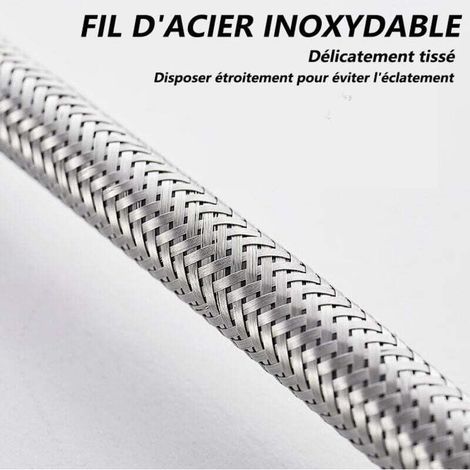 Tuyau Robinet Arrivée Eau Chaude Froide Connexion Lavabo Évier Cuisine Flexible Supérieur Acier Inoxydable 304 Deux Pièces (1/3)