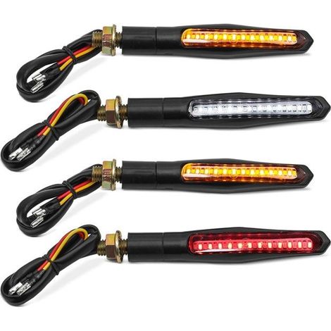 Clignotants moto LED séquentiels Set TB2 feux diurnes et feu stop (1/4)