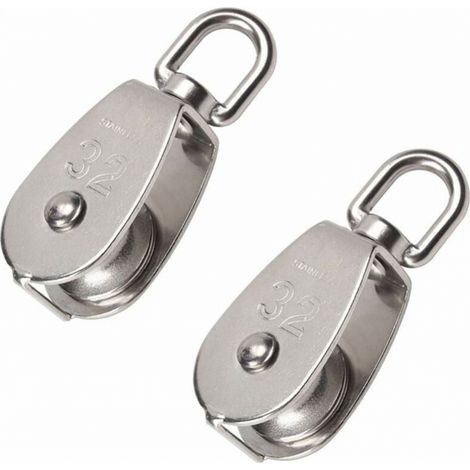 2 Pièces 32 mm Poulie Simple en Acier Inoxydable 304 Poulie de Levage Capacité de la Poulie Levage 250kg (1/4)