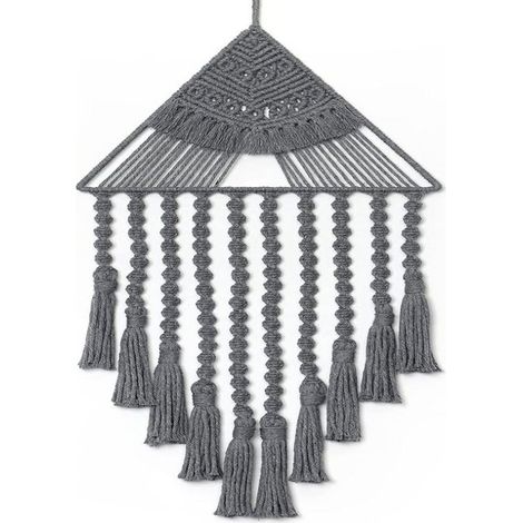 Tenture murale tissée en dentelle attrape-rêves triangle pompon art géométrique décoration d\'intérieur art mural magnifique (1/4)