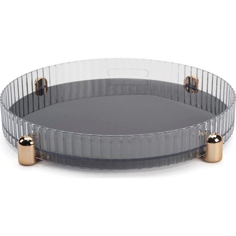 Organizador de maquillaje, bandeja giratoria de 360° para perfumes, organizador de cosméticos, bandeja para el cuidado de la piel para el armario del baño, Clearly (1/2)