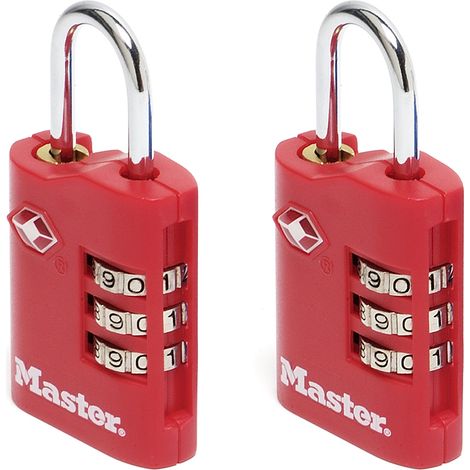 Master Lock 4686EURT Confezione da 2 Lucchetto per bagagli in alluminio approvato dalla TSA, Colore casuale, 6.3 x 3 x 1.4 cm (1/2)