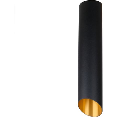 Slash Black 300 - Deckeneinbaustrahler, schwarz-goldenes Rohr, 30 cm, E27