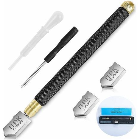 Cortador de vidrio de 2 mm a 20 mm - Herramienta de corte de vidrio tipo lápiz - Punta de carburo para cortar vidrio, azulejos, espejos y mosaicos. (1/5)