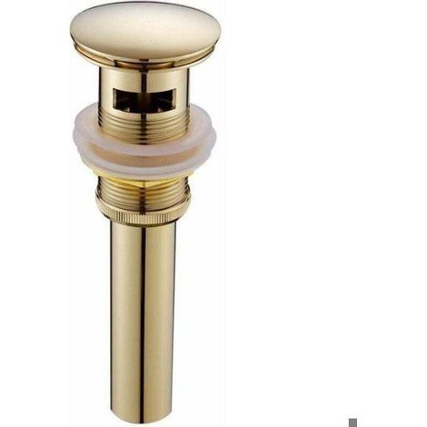 Bouchon De Vidange Lavabo - Laiton Doré Avec Trop-Plein - Universel Pour Évier Standard - 1 Pièce