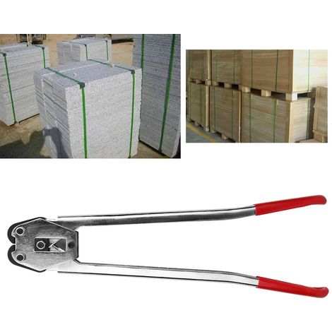 Pince à sertir et sceller manuelle pour feuillard en PP et PET (rouge) (1/5)