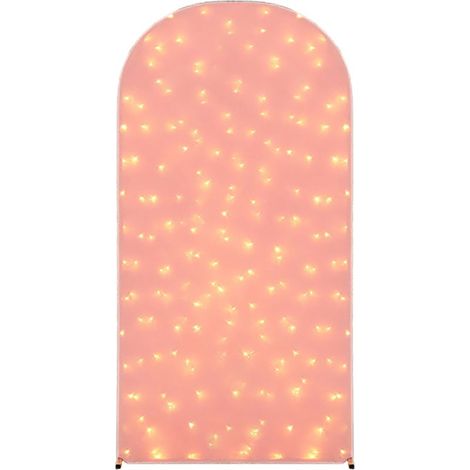 Arche lumineuse avec filet de pêche à LED, décoration d'ambiance clignotante nocturne, arche pour mariage en extérieur (rose avec lumières - 200 x 100 cm, cadre non compris) (1/2)