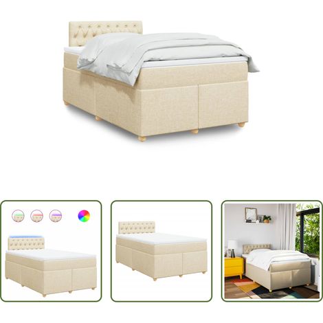 Matelas à ressorts ensachés - Sommier à lattes de lit avec matelas crème 120x190 cm tissu (1/5)