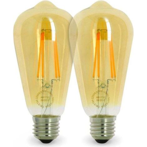 Confezione da 2 lampadine LED E27 7W ST64 2200K, XU, tipo Edison, temperatura colore: bianco caldo 2200K - KZQ (1/4)