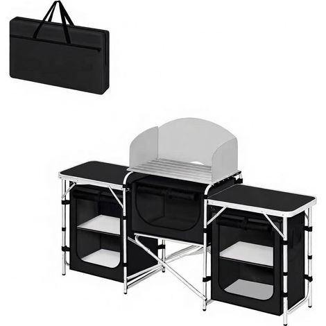 Klappbare Outdoor-Küchenstation in Schwarz aus Aluminium, MDF und Oxford-Gewebe MODENUIT (1/5)
